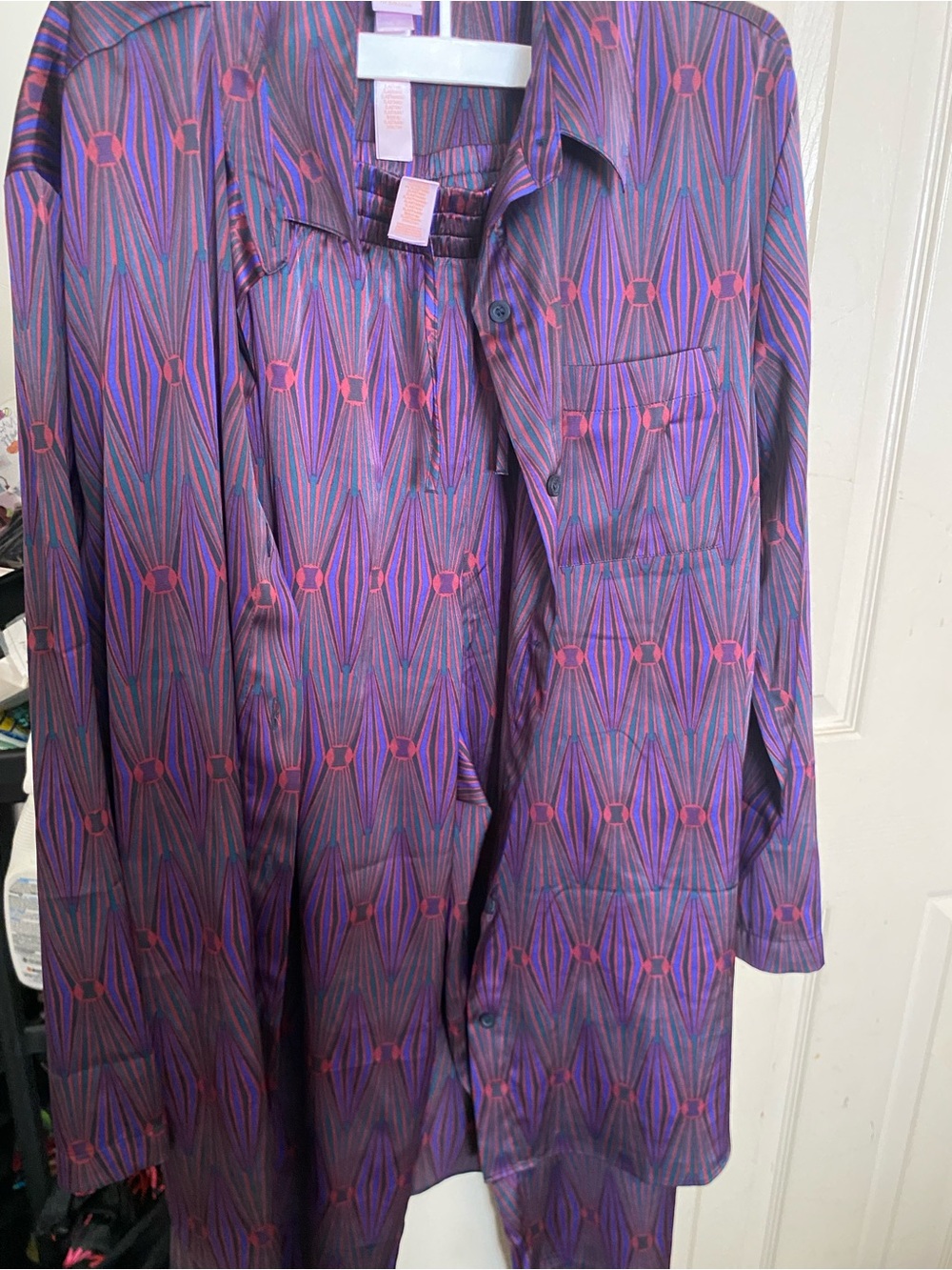 Savage X Fenty Purple and Red Striped Pajama Set - Medium